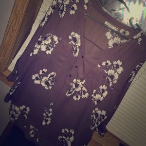 Purple button-up blouse